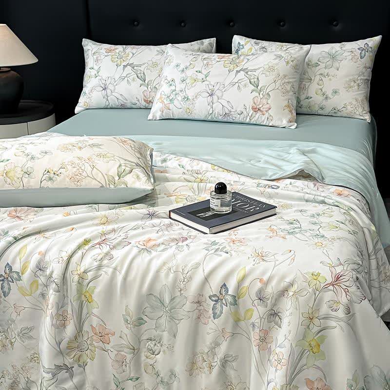 Couette soyeuse naturelle avec motif floral pastel - image 3