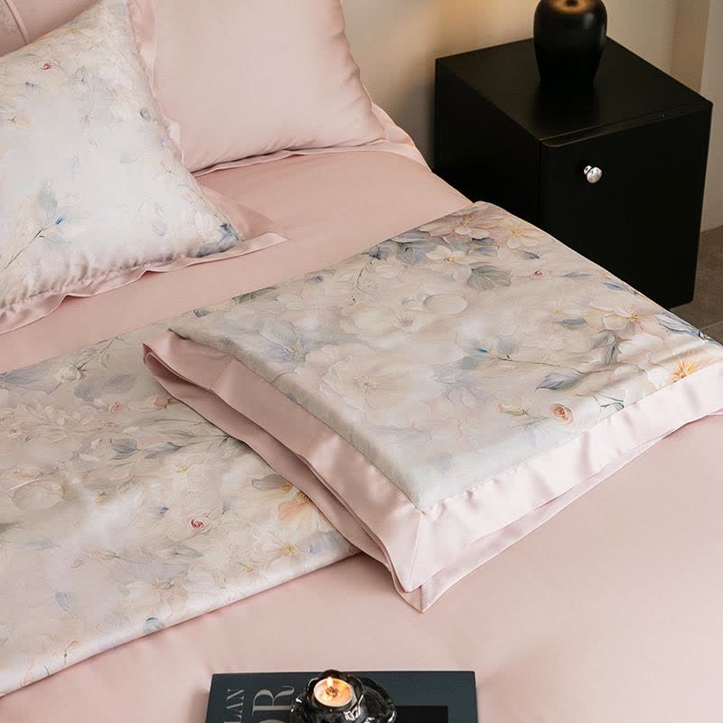 Couette naturelle soyeuse avec imprimé pivoine rose - image 6