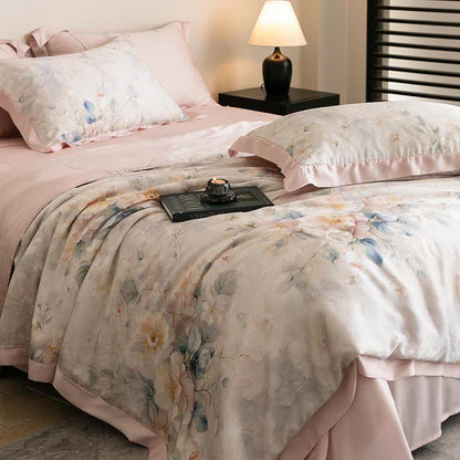 Couette naturelle soyeuse avec imprimé pivoine rose - image 3