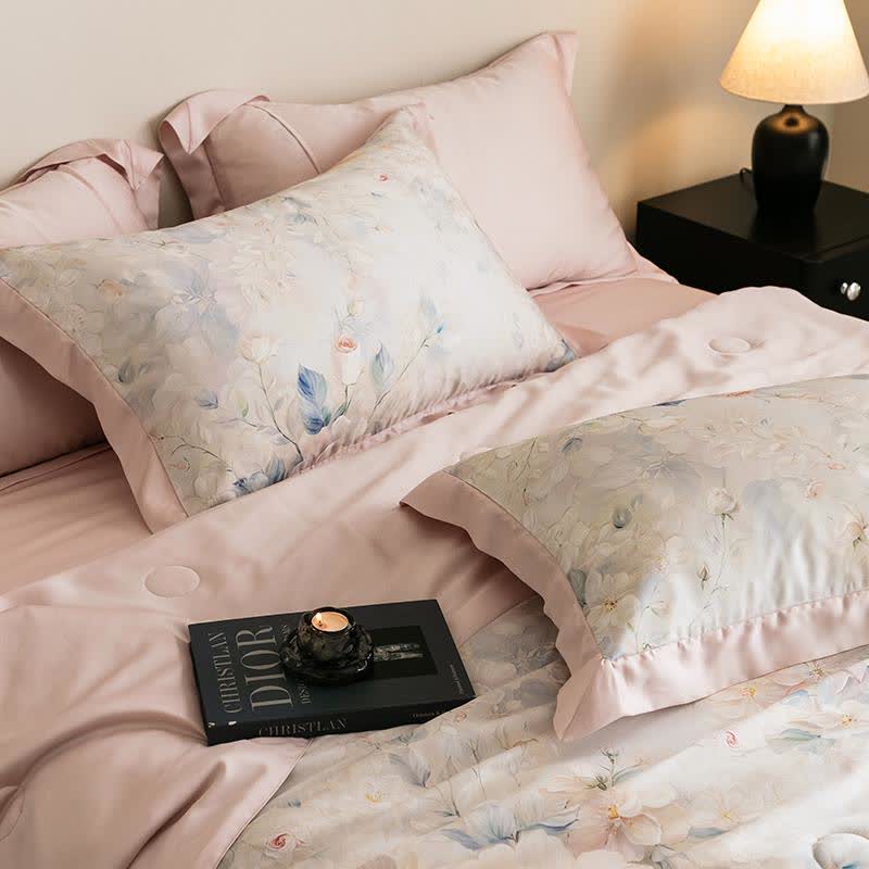 Couette naturelle soyeuse avec imprimé pivoine rose - image 5