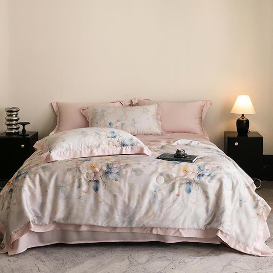 Couette naturelle soyeuse avec imprimé pivoine rose - Ensembles de literie - 200cm x 230cm - image 1