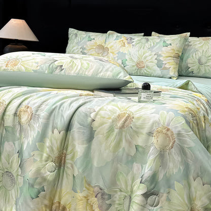 Couette soyeuse en naturel avec imprimé marguerites - image 3