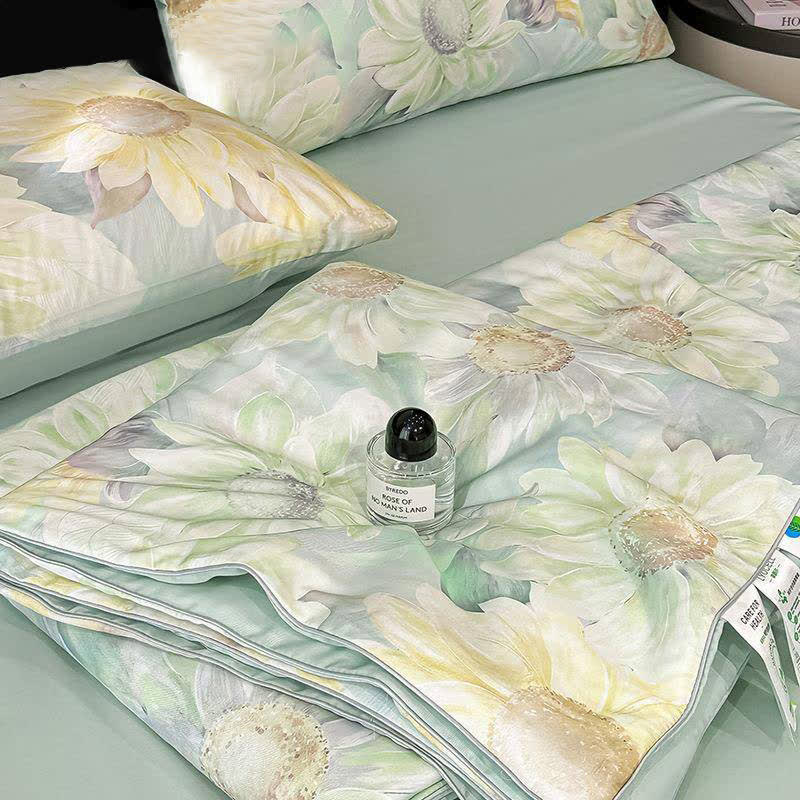 Couette soyeuse en naturel avec imprimé marguerites - image 5