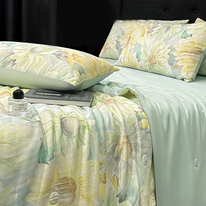 Couette soyeuse en naturel avec imprimé marguerites - image 4