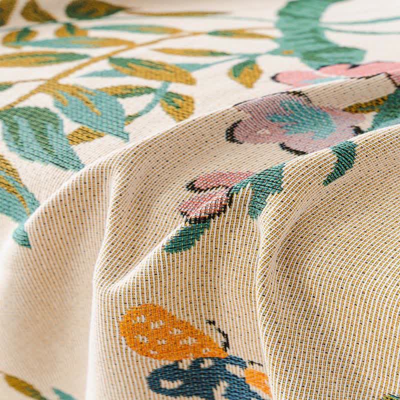Housse de canapé en chenille à motif de feuilles et de fleurs vertes - image 7