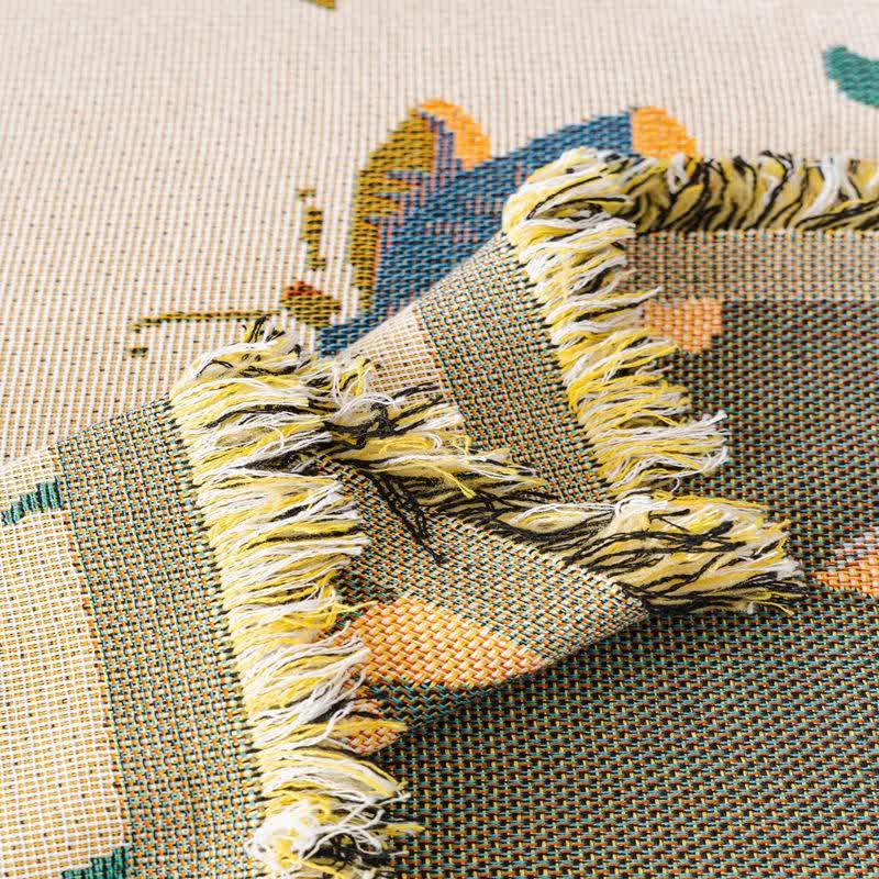 Housse de canapé en chenille à motif de feuilles et de fleurs vertes - image 9
