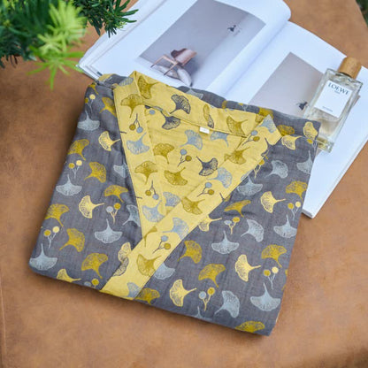 Peignoir kimono bicolore en gaze de coton ginkgo - image 5