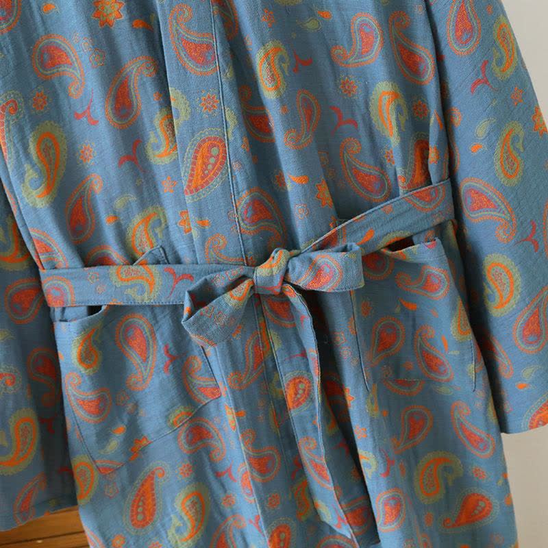 Peignoir kimono japonais en gaze de coton à motif cachemire - image 3