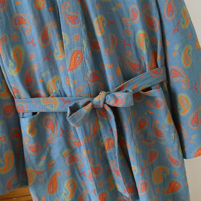 Peignoir kimono japonais en gaze de coton à motif cachemire - image 3