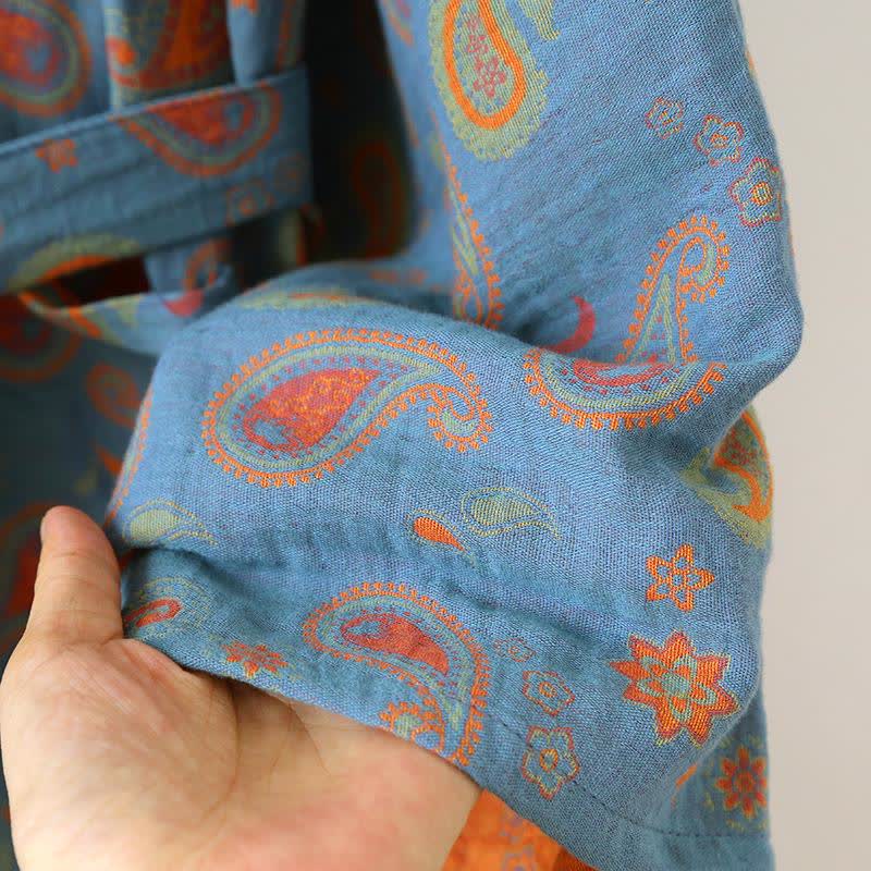 Peignoir kimono japonais en gaze de coton à motif cachemire - image 7