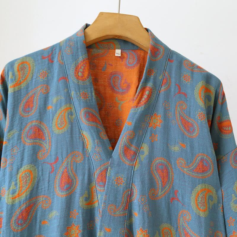Peignoir kimono japonais en gaze de coton à motif cachemire - image 2