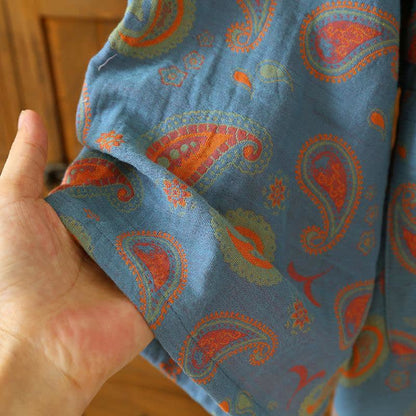 Peignoir kimono japonais en gaze de coton à motif cachemire - image 8