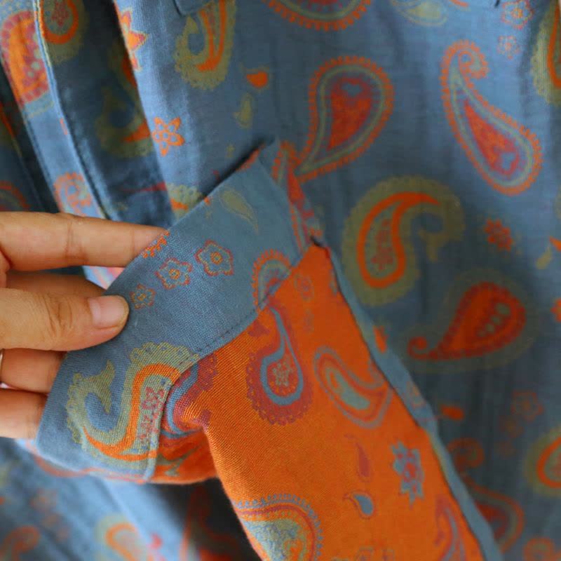 Peignoir kimono japonais en gaze de coton à motif cachemire - image 6