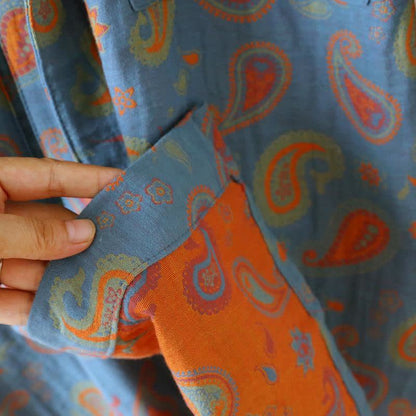 Peignoir kimono japonais en gaze de coton à motif cachemire - image 6
