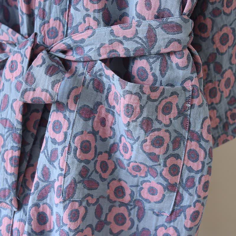 Peignoir kimono japonais en coton Bégonia - image 9
