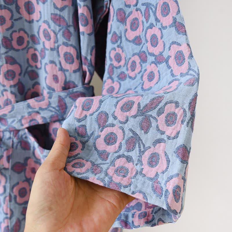 Peignoir kimono japonais en coton Bégonia - image 8