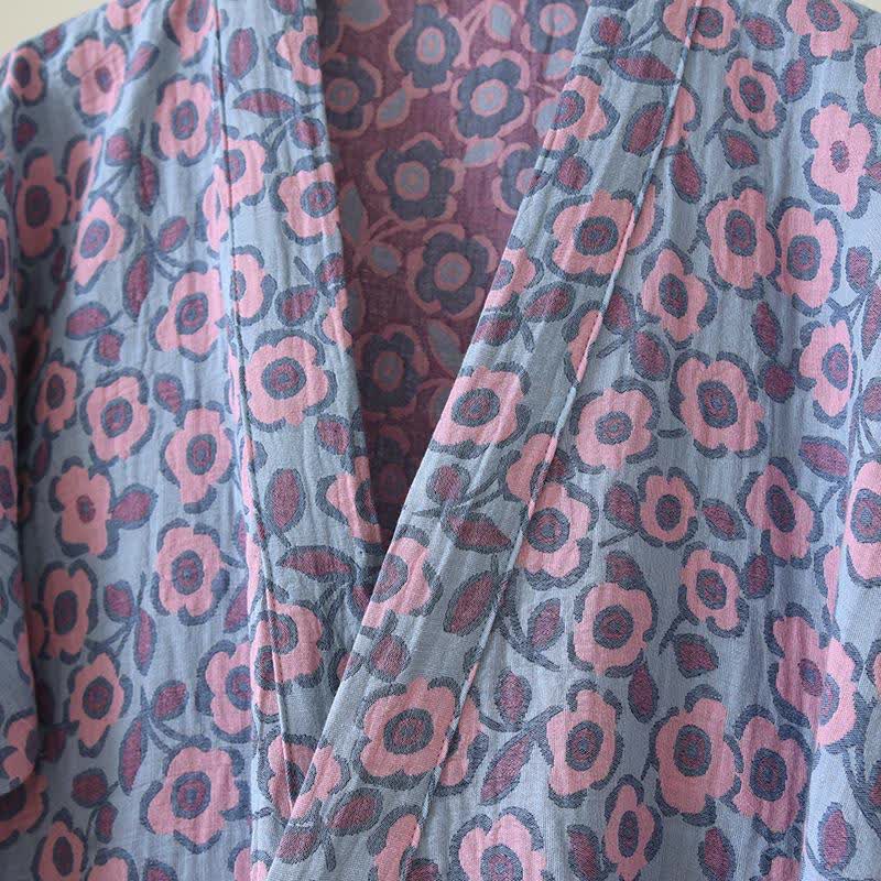 Peignoir kimono japonais en coton Bégonia - image 6