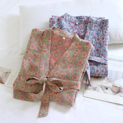 Peignoir kimono japonais en coton Bégonia - image 3