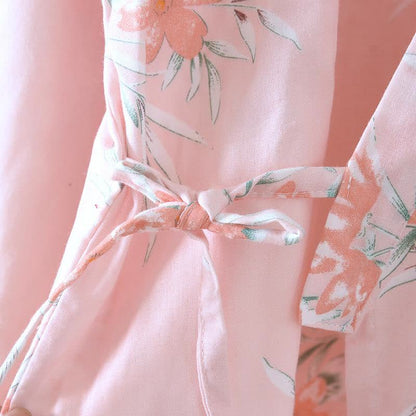 Peignoir kimono japonais en coton à motif fleur de pêcher - image 8
