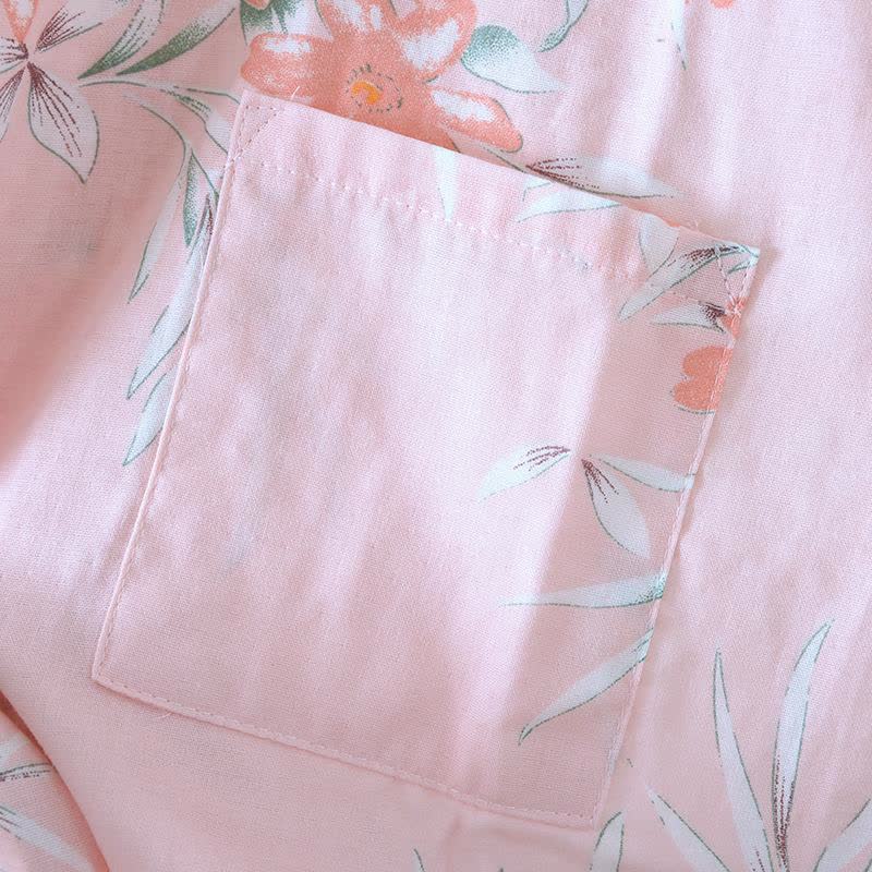 Peignoir kimono japonais en coton à motif fleur de pêcher - image 11