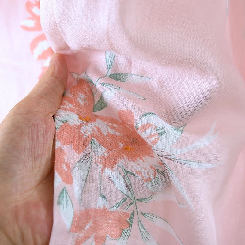 Peignoir kimono japonais en coton à motif fleur de pêcher - image 9