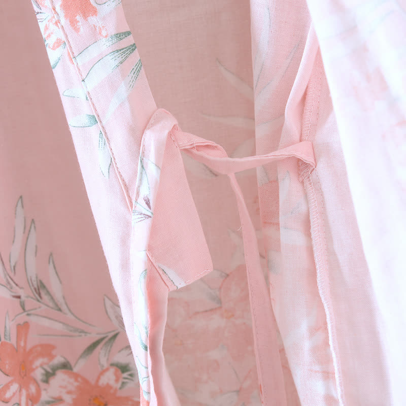 Peignoir kimono japonais en coton à motif fleur de pêcher - image 13