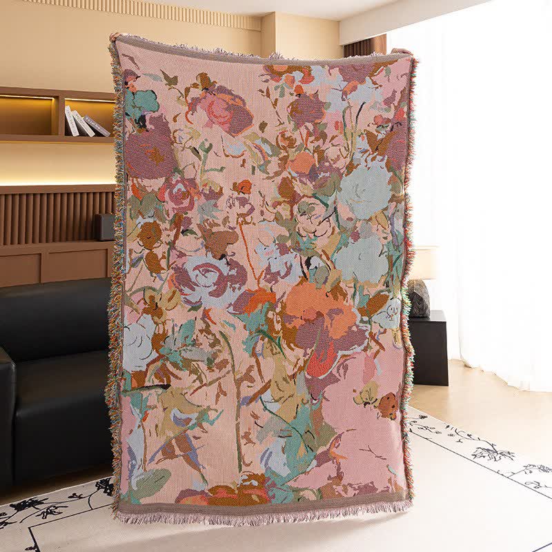 Jeté en gaze de coton avec un motif floral pittoresque - image 2