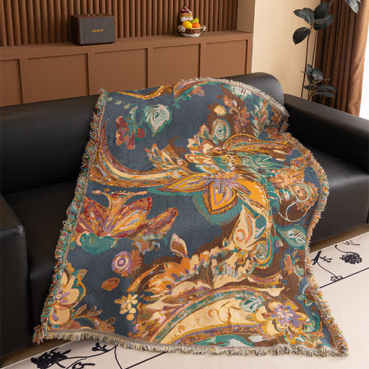 Jeté en gaze de coton à motif floral rétro - 130cm x 180cm - image 1