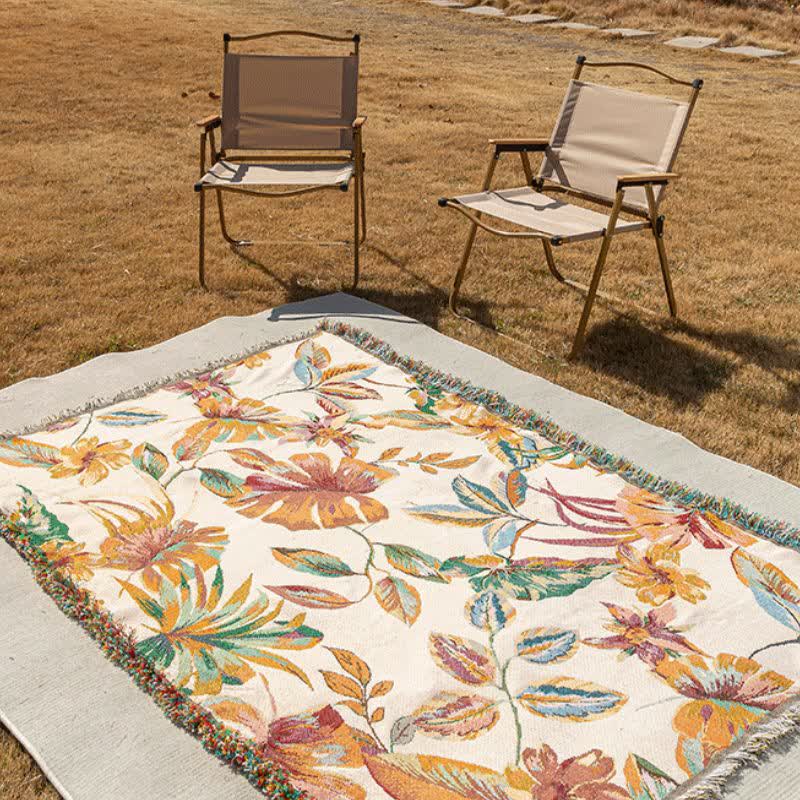 Jeté en gaze de coton à motif de feuilles et de fleurs - image 2