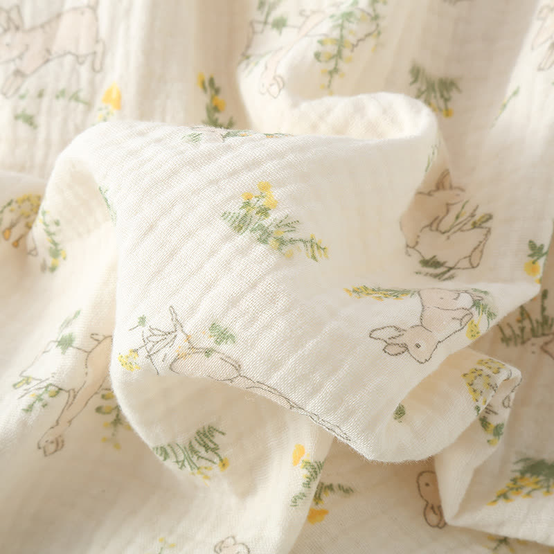 Pyjama caraco en coton à volants motif lapin rustique - image 9