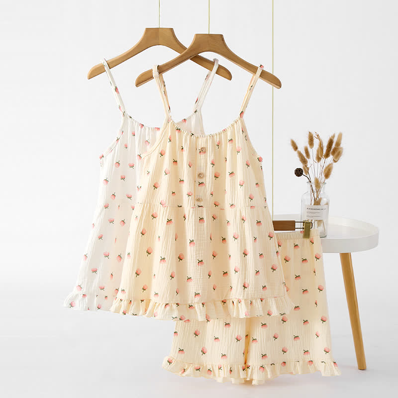 Pyjama à volants en gaze de coton à fleurs de kapok - image 1