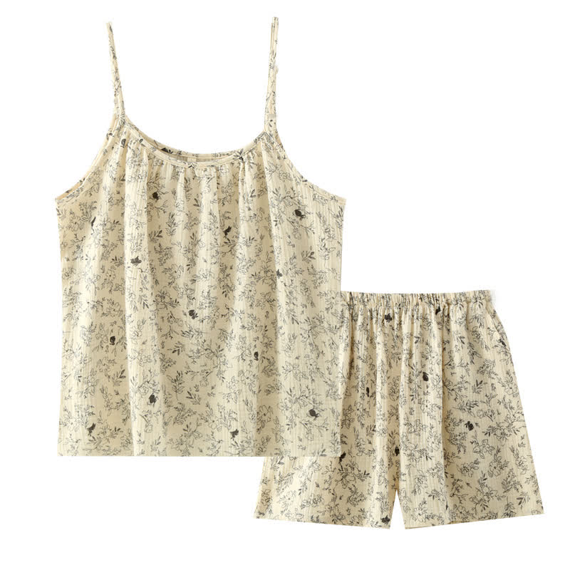 Pyjama camisole en gaze de coton à imprimé floral lapin - image 2