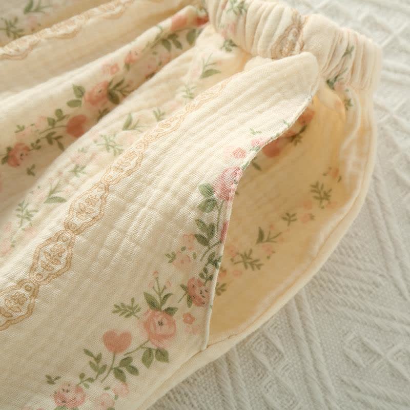 Pyjama camisole en gaze de coton à imprimé floral et rayé - image 7