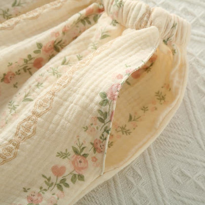 Pyjama camisole en gaze de coton à imprimé floral et rayé - image 7