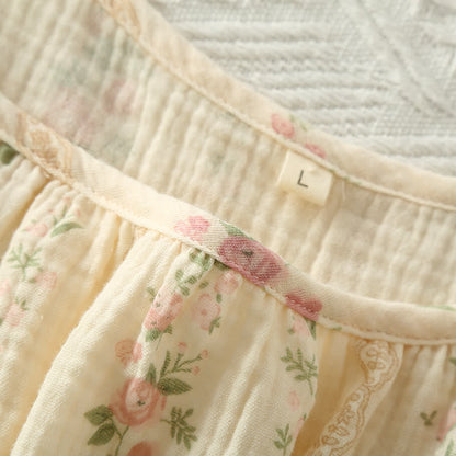 Pyjama camisole en gaze de coton à imprimé floral et rayé - image 5