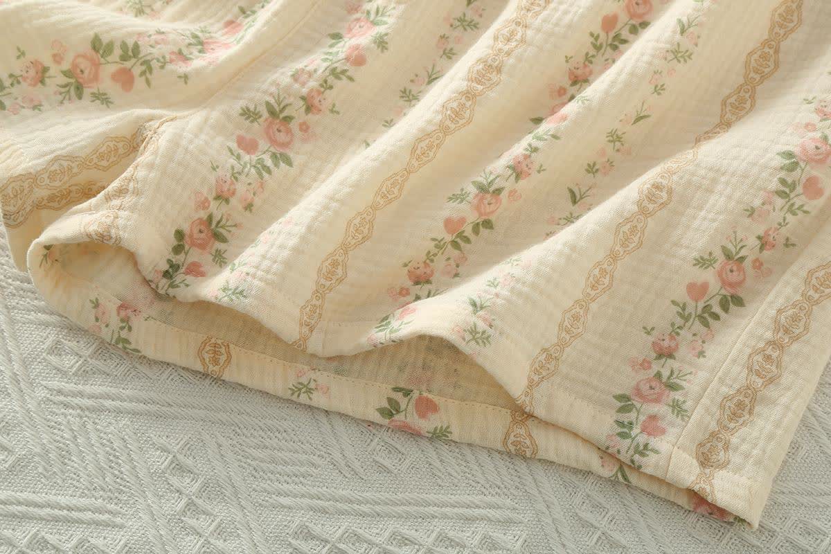 Pyjama camisole en gaze de coton à imprimé floral et rayé - image 6