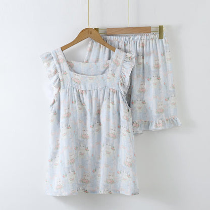 Pyjama sans manches rembourré avec volants et imprimé chat - Ensemble de vêtements de détente - XL - image 2