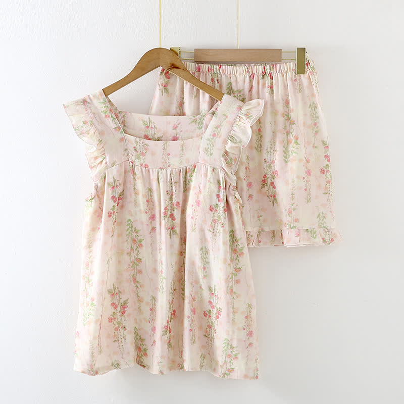 Pink Rose – Pyjama sans manches rembourré à volants - Ensemble de vêtements de détente - XL - image 2