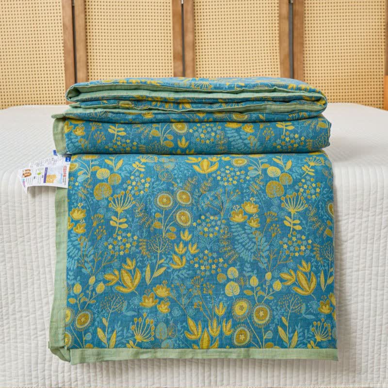 Couette botanique en coton double gaze naturel - image 3