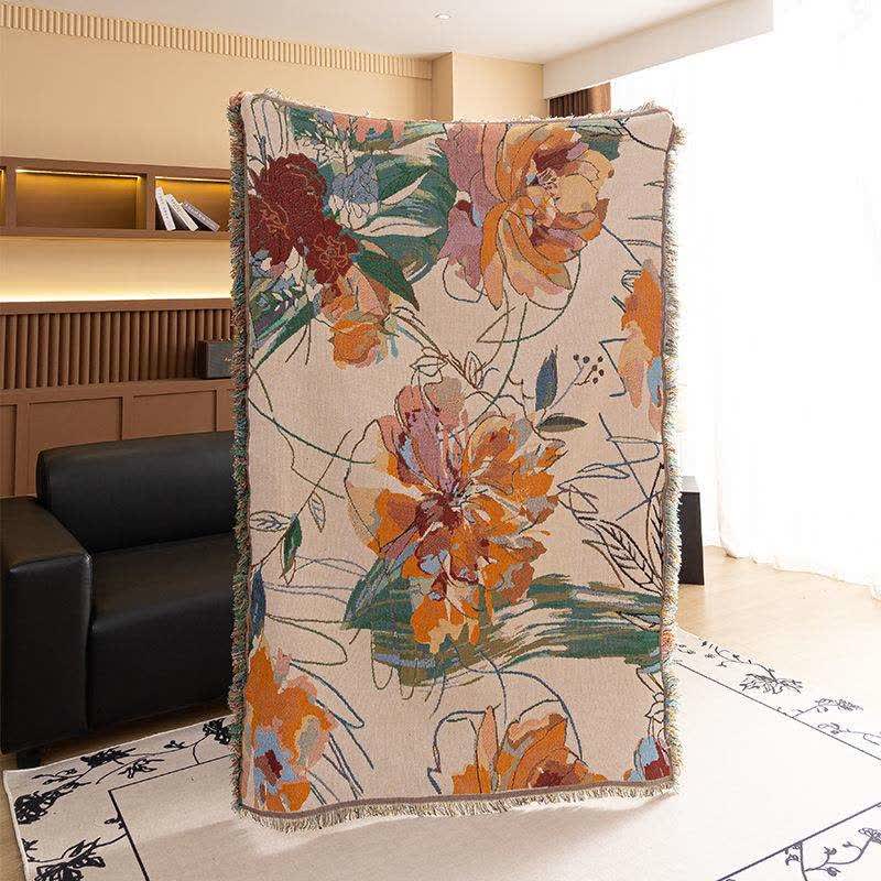 Couverture artistique en gaze de coton avec motif pivoine - image 2