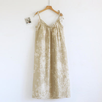Chemise de nuit caraco en coton rembourré avec nœud rose - Kaki - XL - image 15