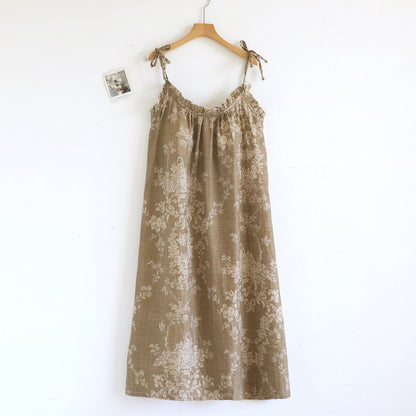 Chemise de nuit caraco en coton rembourré avec nœud rose - Brun - XL - image 14