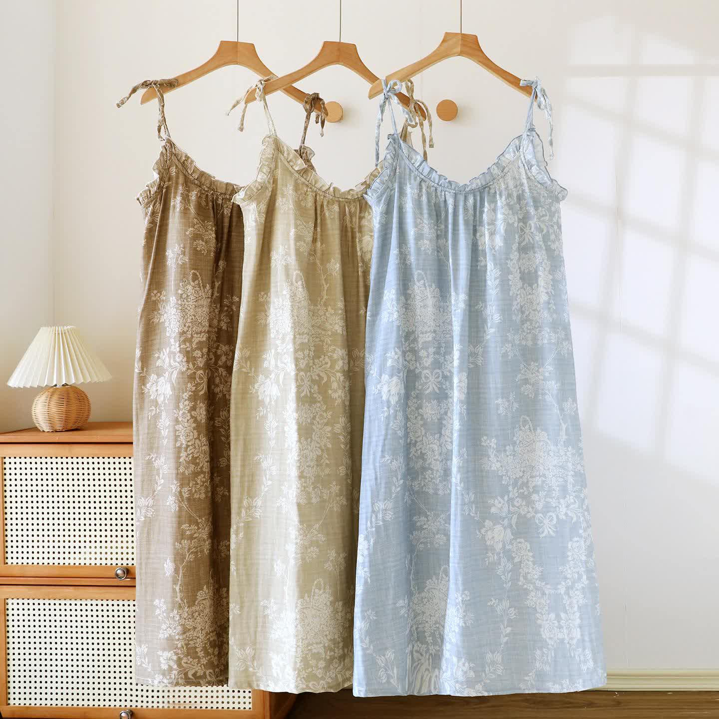 Chemise de nuit caraco en coton rembourré avec nœud rose - image 1