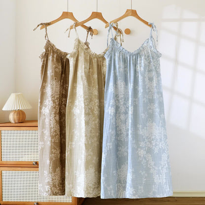 Chemise de nuit caraco en coton rembourré avec nœud rose - image 1