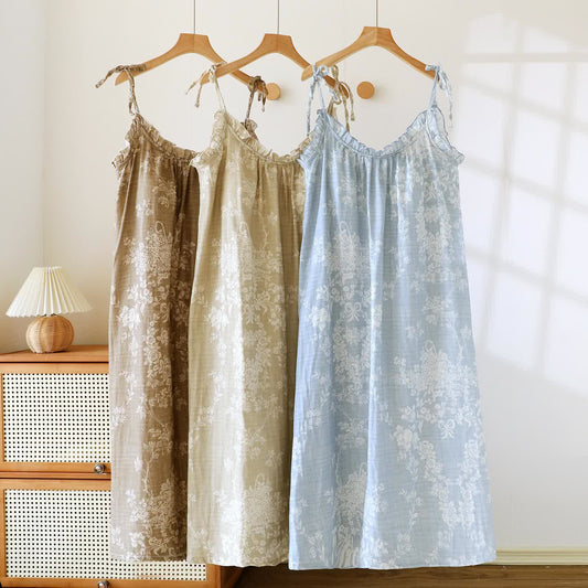 Chemise de nuit caraco en coton rembourré avec nœud rose - image 1
