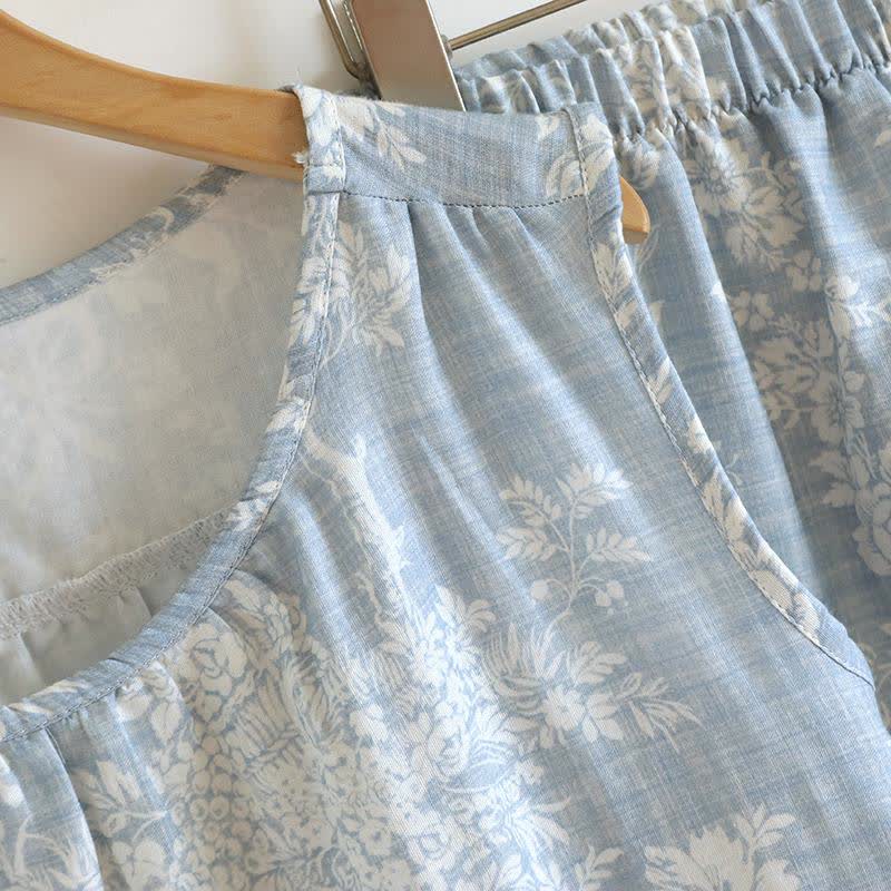 Ensemble pyjama débardeur en coton avec nœud rose - image 7