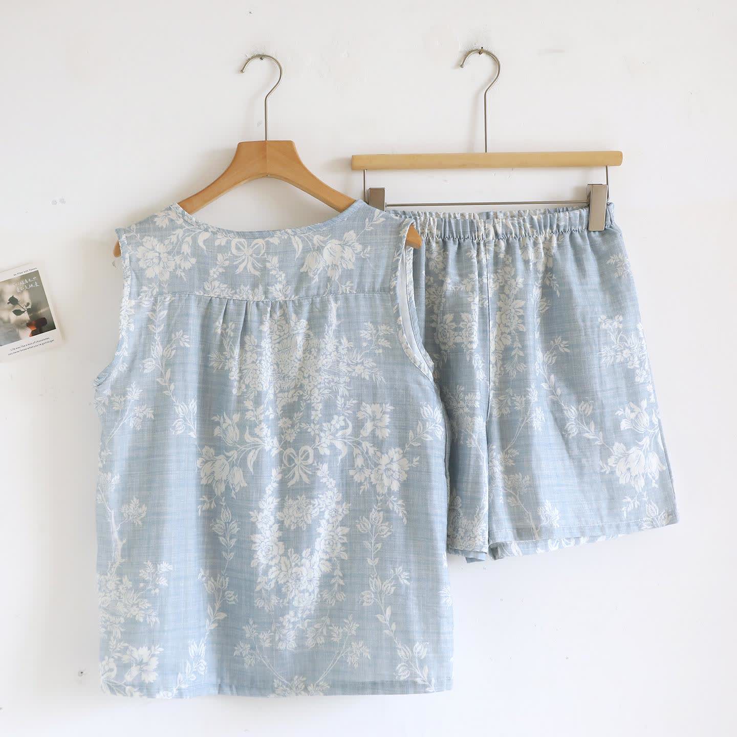 Ensemble pyjama débardeur en coton avec nœud rose - image 4