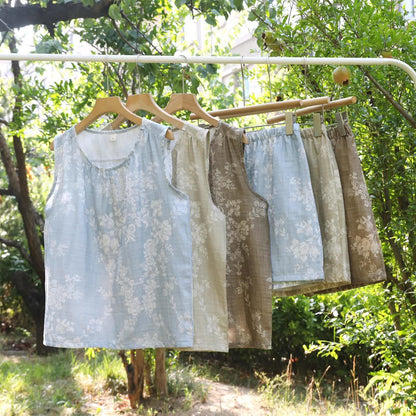 Ensemble pyjama débardeur en coton avec nœud rose - image 2