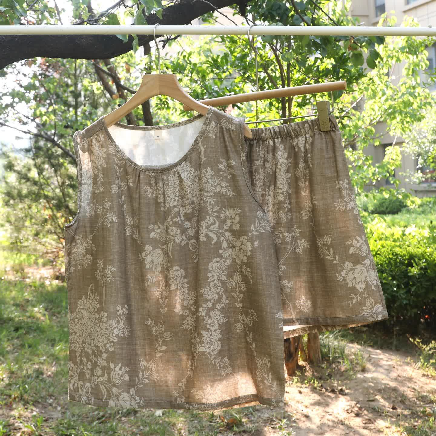 Ensemble pyjama débardeur en coton avec nœud rose - image 14