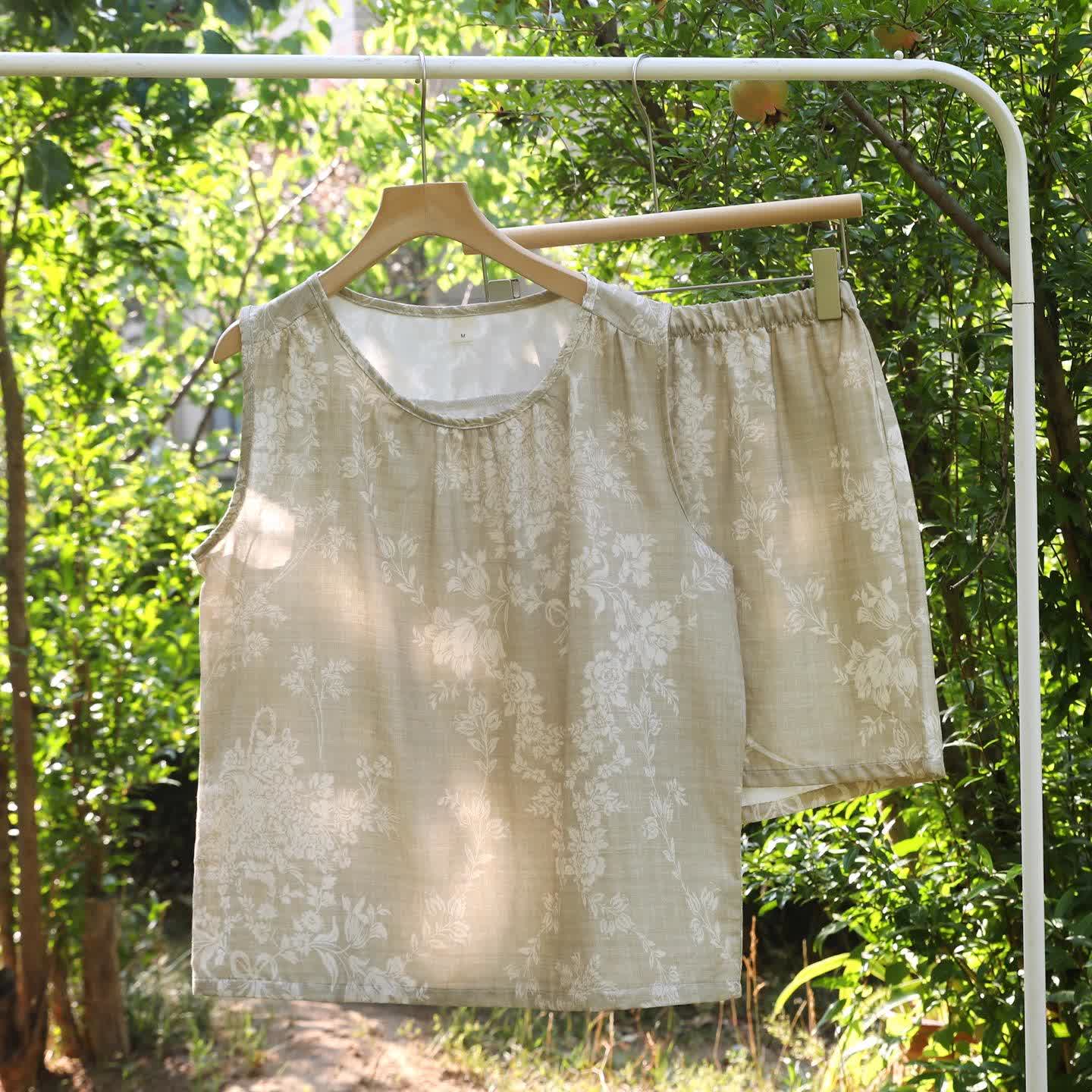 Ensemble pyjama débardeur en coton avec nœud rose - image 16